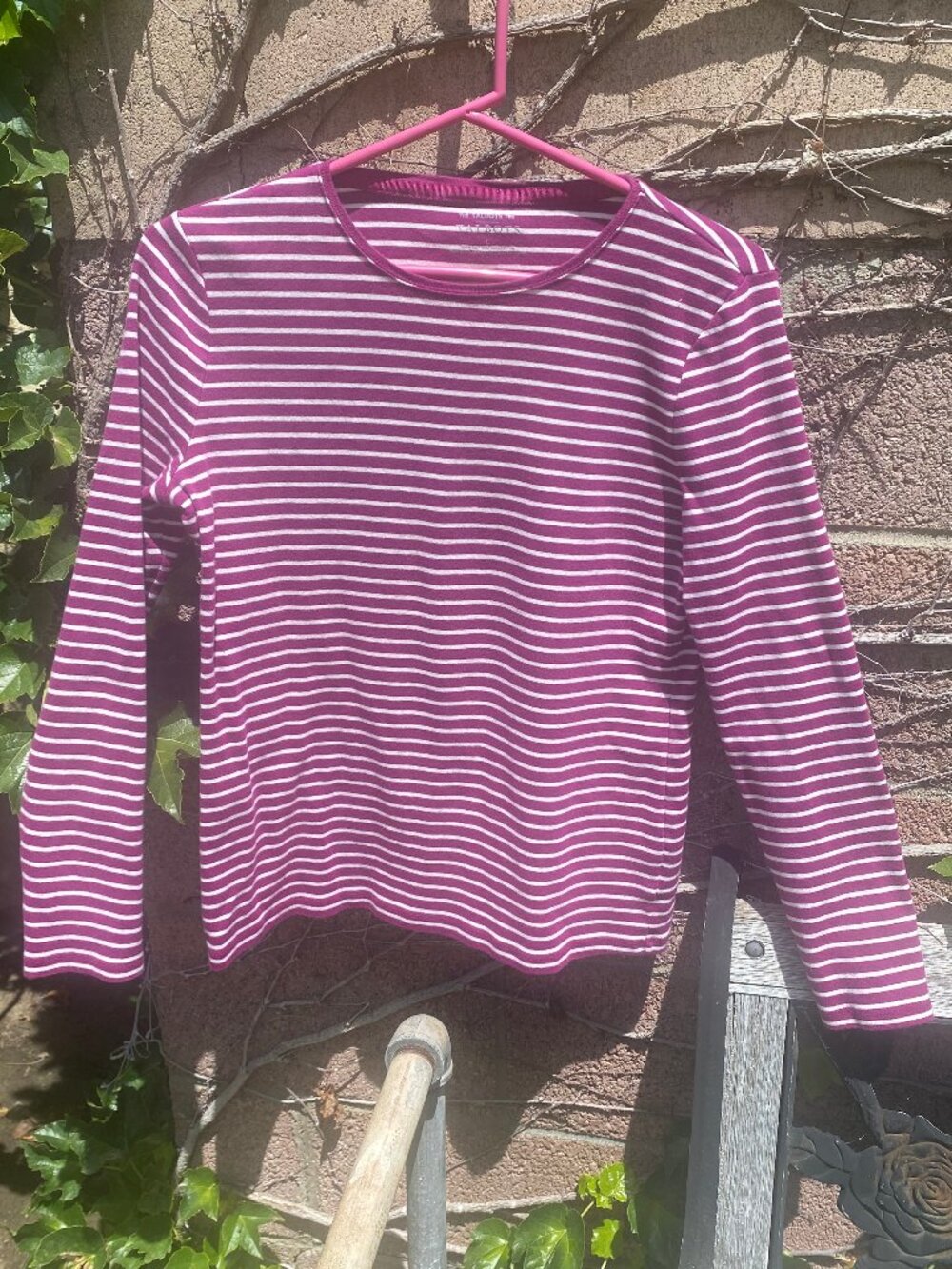 Talbots Striped Long Sleeve Cotton Crewneck Tee Size Large